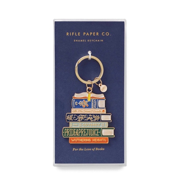 Rifle Paper Co. Accessories - NWT Rifle Paper Co. Enamel Book Stack Keychain - Blue, Green, Gold